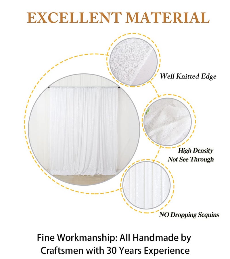 ShiDianYi 8 X 8, White Sequin Backdrop, Sparkling Photography Prop for Party & Wedding - Image 4
